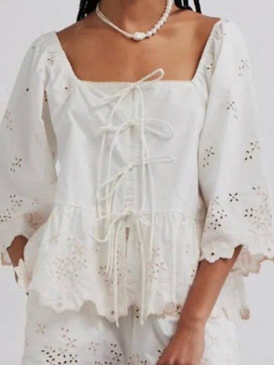 Damson Madder Tops - Damson Madder Lana Blouse in Broderie Size UK 18